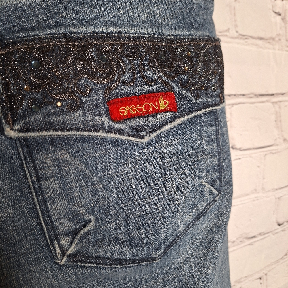 Sasson Ooh La La Vintage Bootcut Boogie Embellished Pockets High Rise Jeans Sz 8 - Picture 8 of 11